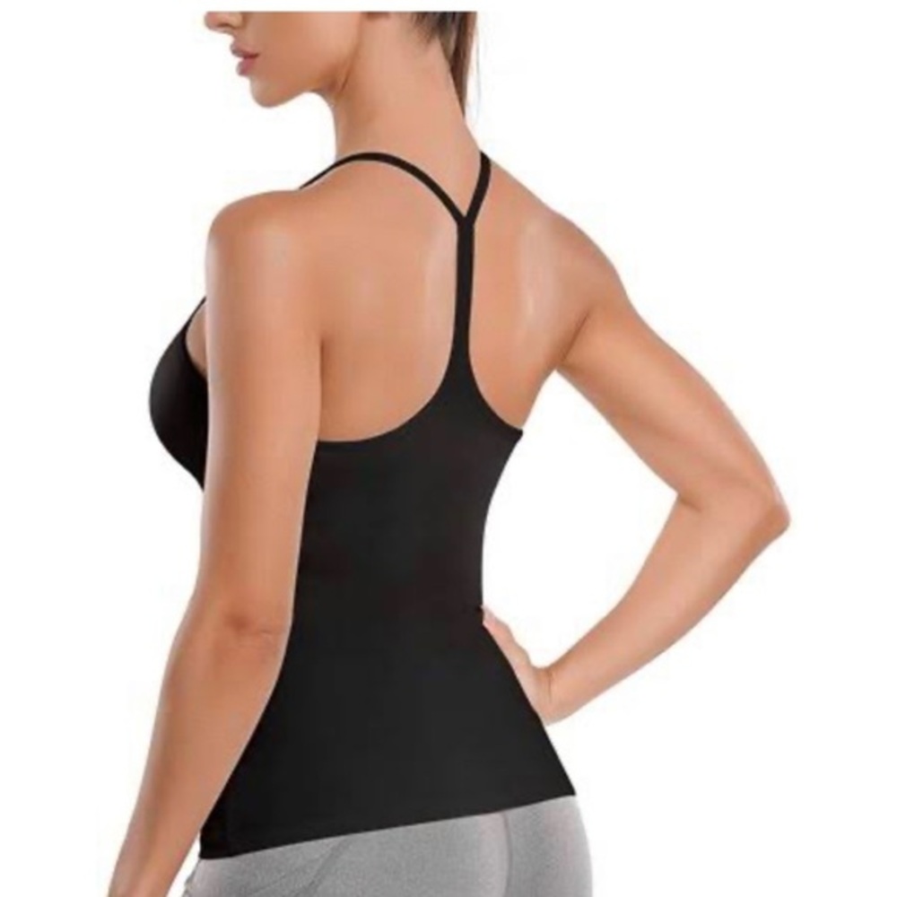 HALSTON Y-Back Tank Top Black Size Large NWT